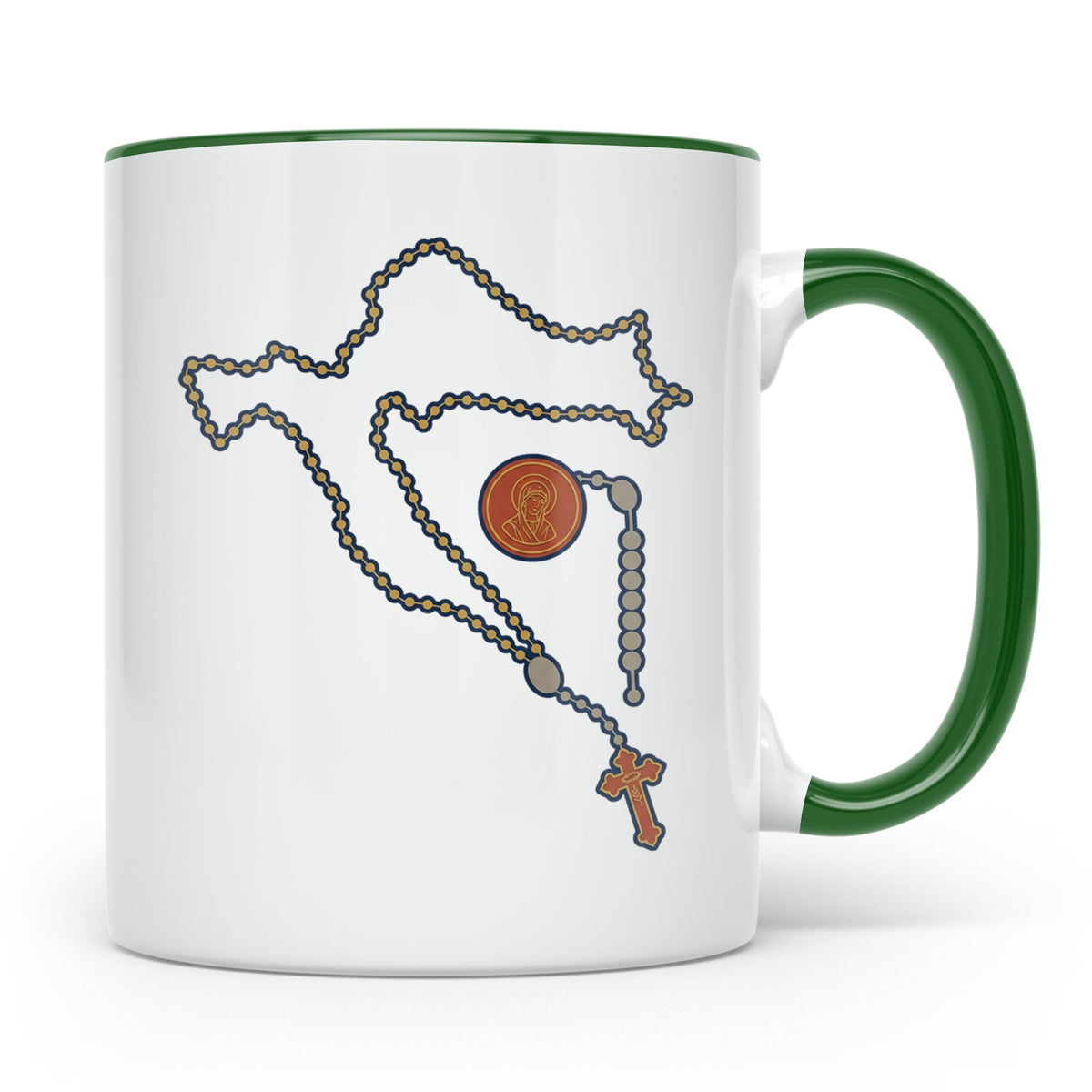 Kroatien Rosenkranz Tasse mit Karte, Katholischer Glaube Kaf – Grün [farbe:grün]