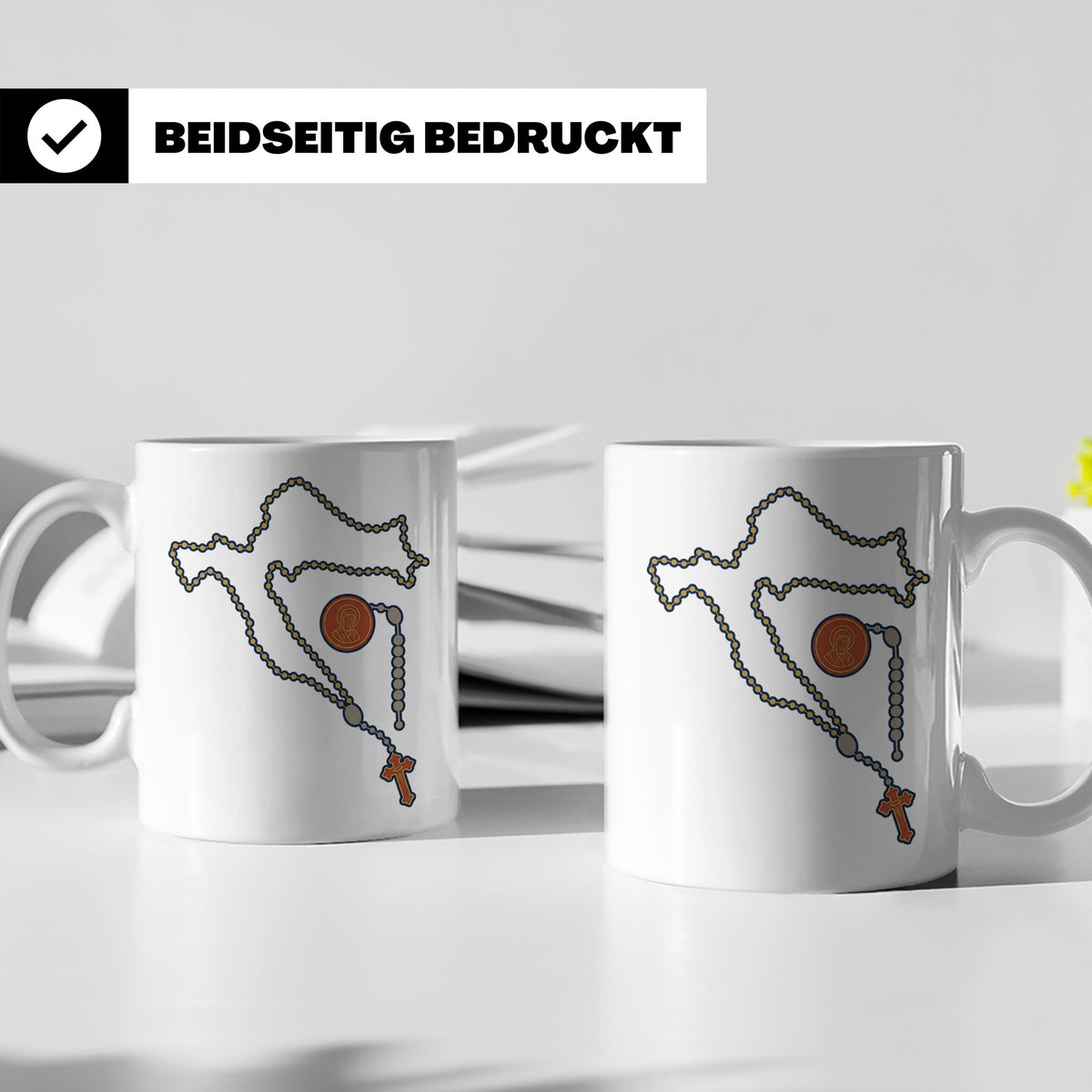 Kroatien Rosenkranz Tasse mit Karte, Katholischer Glaube Kaf – Weiß [farbe:weiß]
