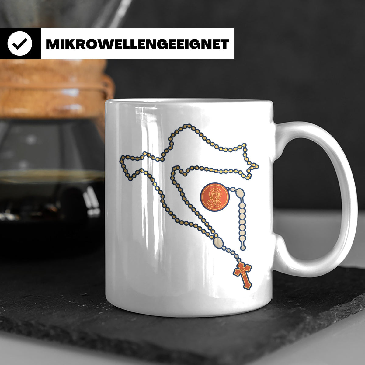 Kroatien Rosenkranz Tasse mit Karte, Katholischer Glaube Kaf – Weiß [farbe:weiß]
