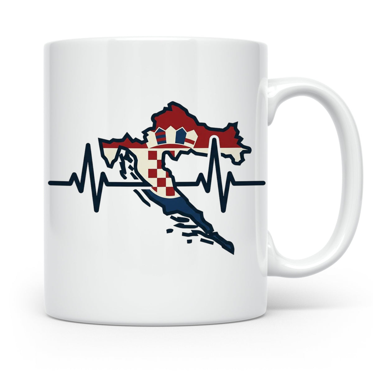 Kroatien Tasse mit Herzschlag EKG & Flagge | Hrvatska Landka – Weiß [farbe:weiß]