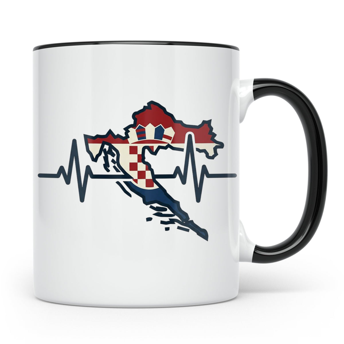 Kroatien Tasse mit Herzschlag EKG & Flagge | Hrvatska Landka – Schwarz [farbe:schwarz]