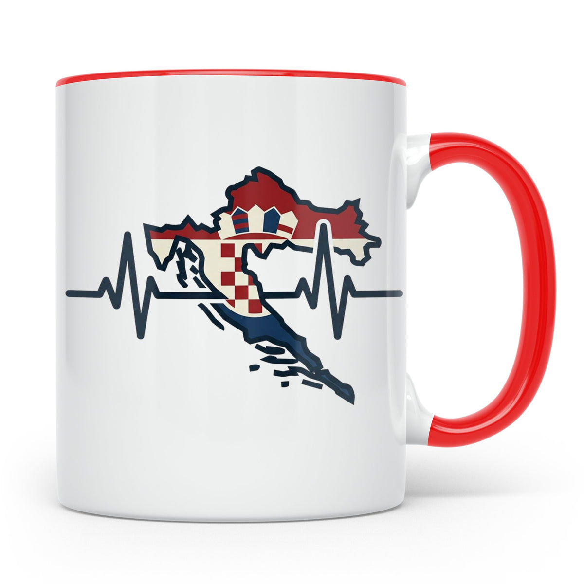Kroatien Tasse mit Herzschlag EKG & Flagge | Hrvatska Landka – Rot [farbe:rot]