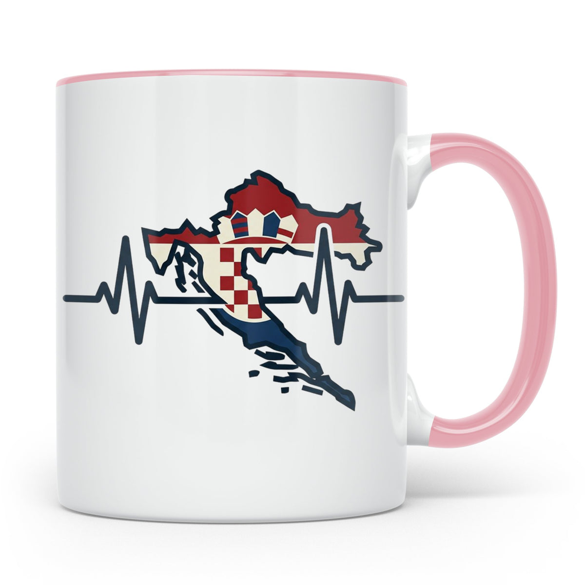 Kroatien Tasse mit Herzschlag EKG & Flagge | Hrvatska Landka – Rosa [farbe:rosa]