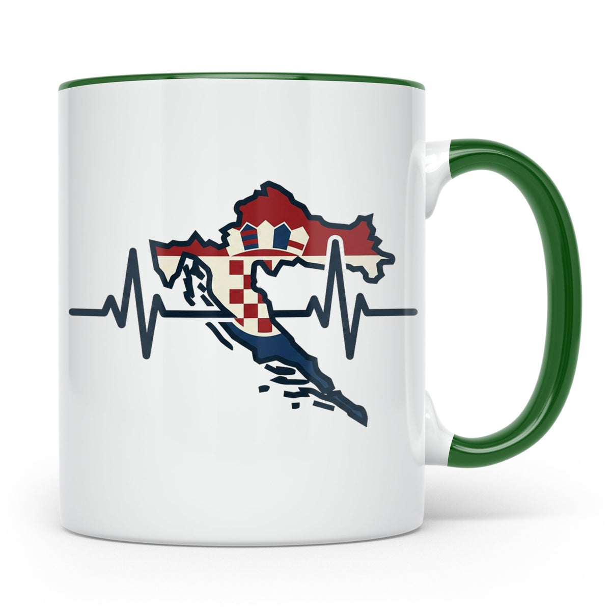 Kroatien Tasse mit Herzschlag EKG & Flagge | Hrvatska Landka – Grün [farbe:grün]
