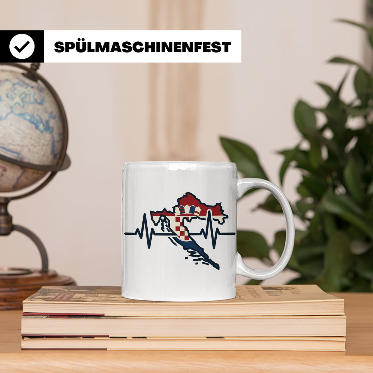 Kroatien Tasse mit Herzschlag EKG & Flagge | Hrvatska Landka – Weiß [farbe:weiß]