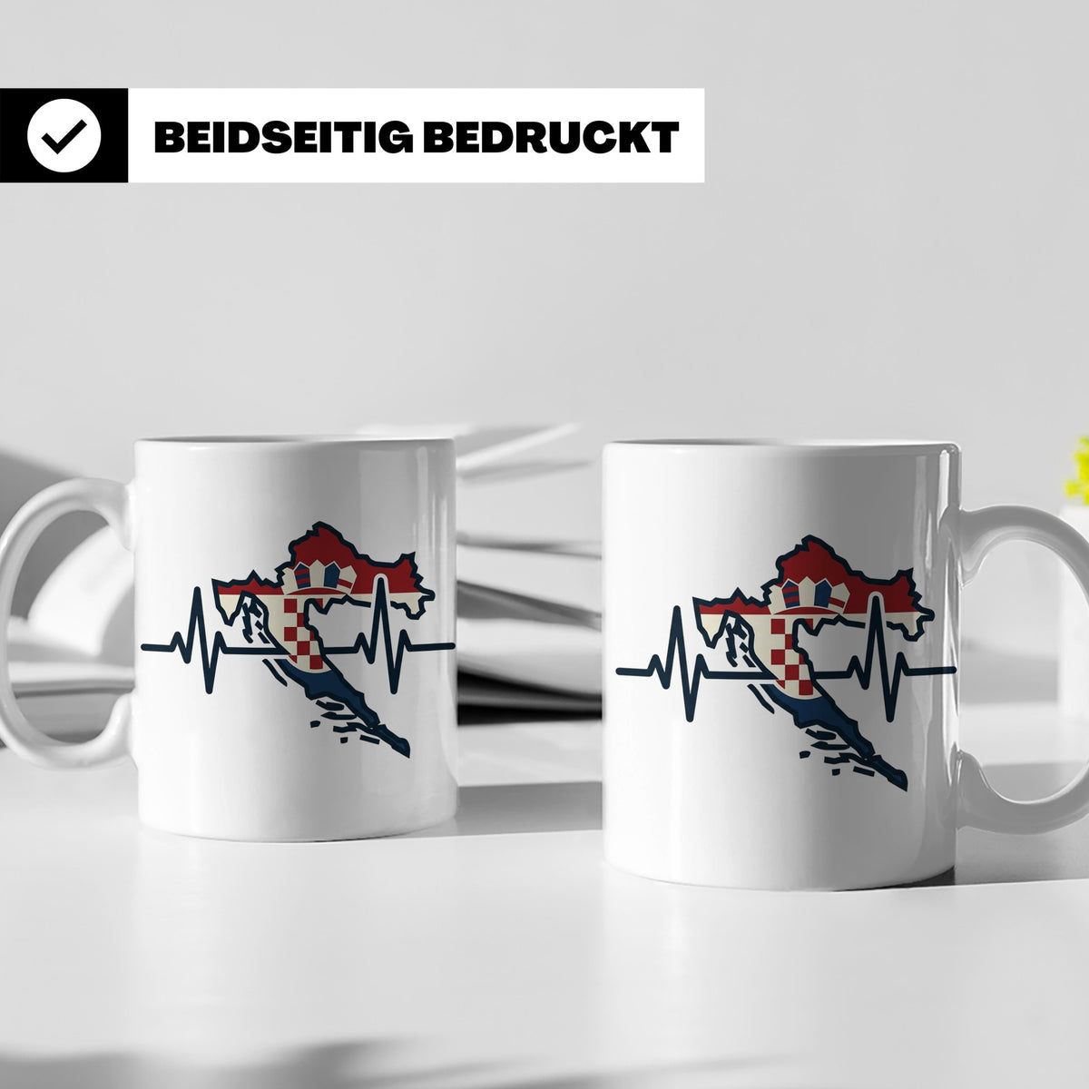 Kroatien Tasse mit Herzschlag EKG & Flagge | Hrvatska Landka – Weiß [farbe:weiß]