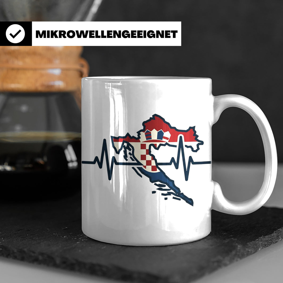 Kroatien Tasse mit Herzschlag EKG & Flagge | Hrvatska Landka – Weiß [farbe:weiß]