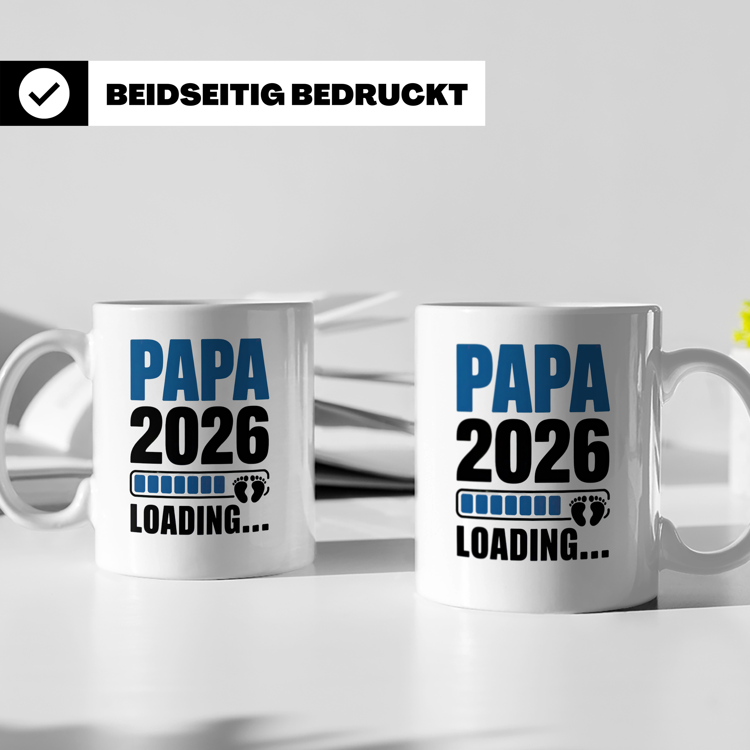 Papa 2026 Loading Tasse werdender Vater Geschenkidee Babypar – Weiß [farbe:weiß]