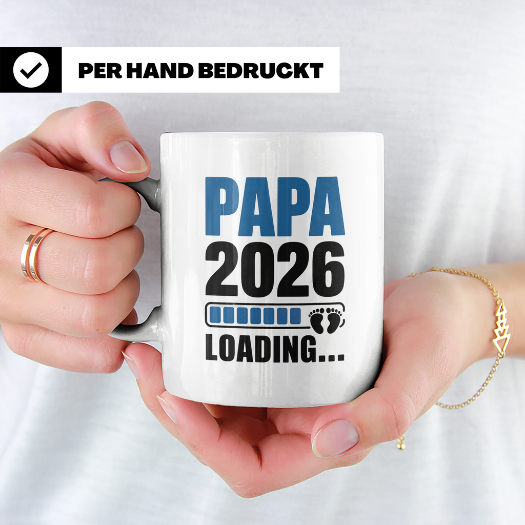 Papa 2026 Loading Tasse werdender Vater Geschenkidee Babypar – Weiß [farbe:weiß]
