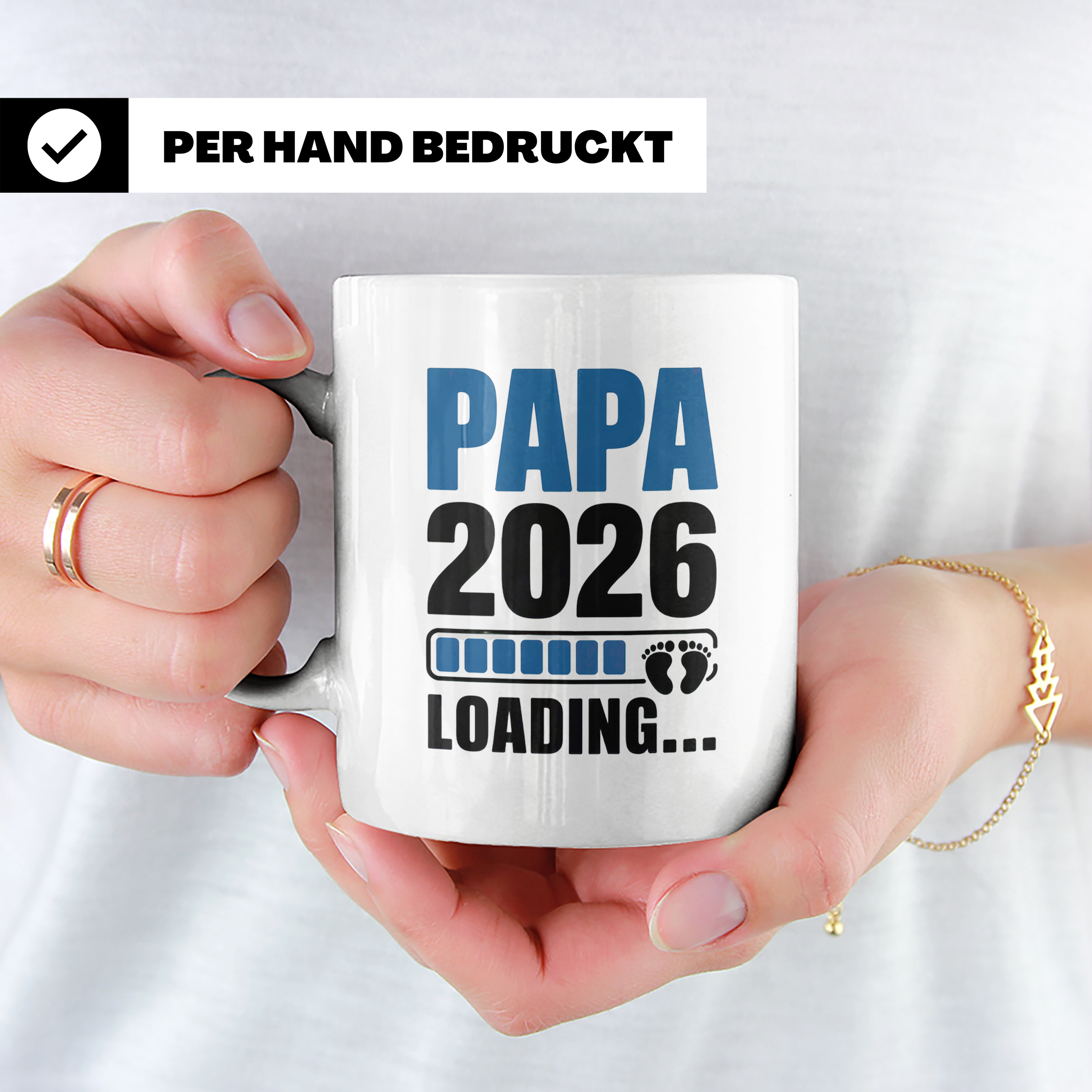 Papa 2026 Loading Tasse werdender Vater Geschenkidee Babypar – Weiß [farbe:weiß]