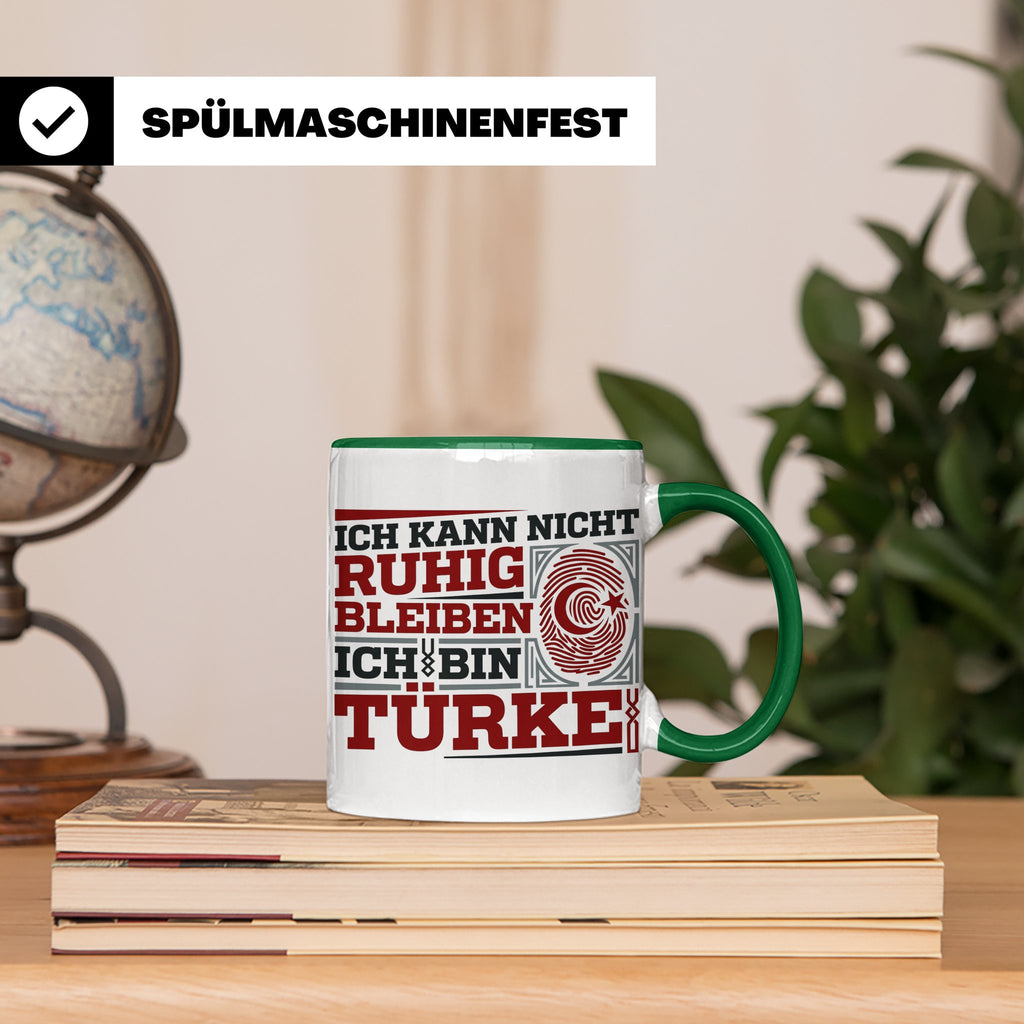 Türke Tasse mit Spruch Ich kann nicht ruhig bleiben, lustige – Grün [farbe:grün]