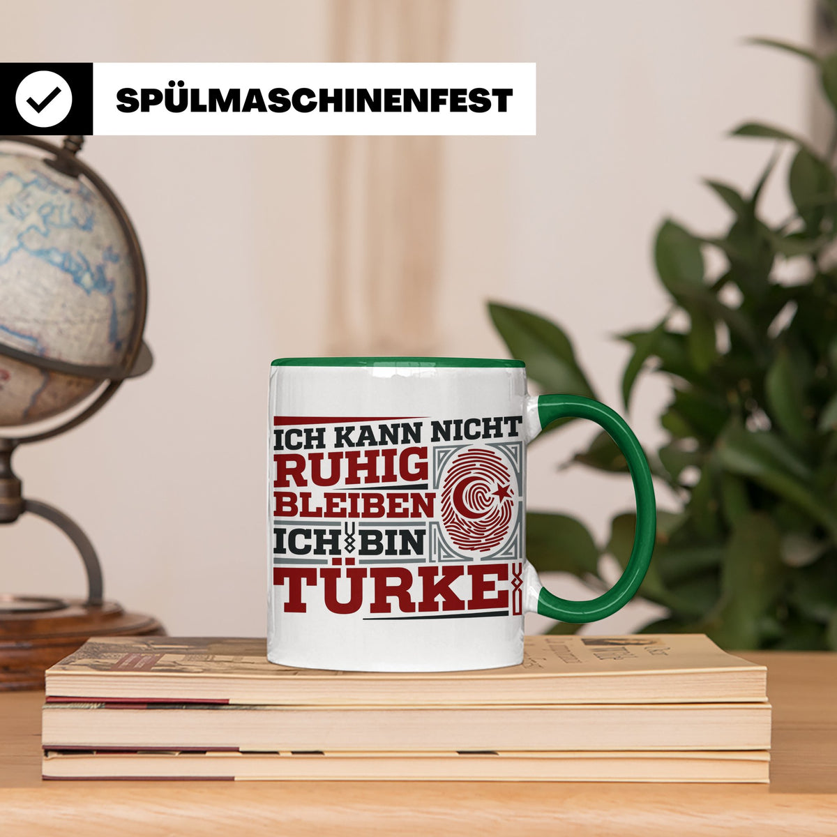 Türke Tasse mit Spruch Ich kann nicht ruhig bleiben, lustige – Grün [farbe:grün]