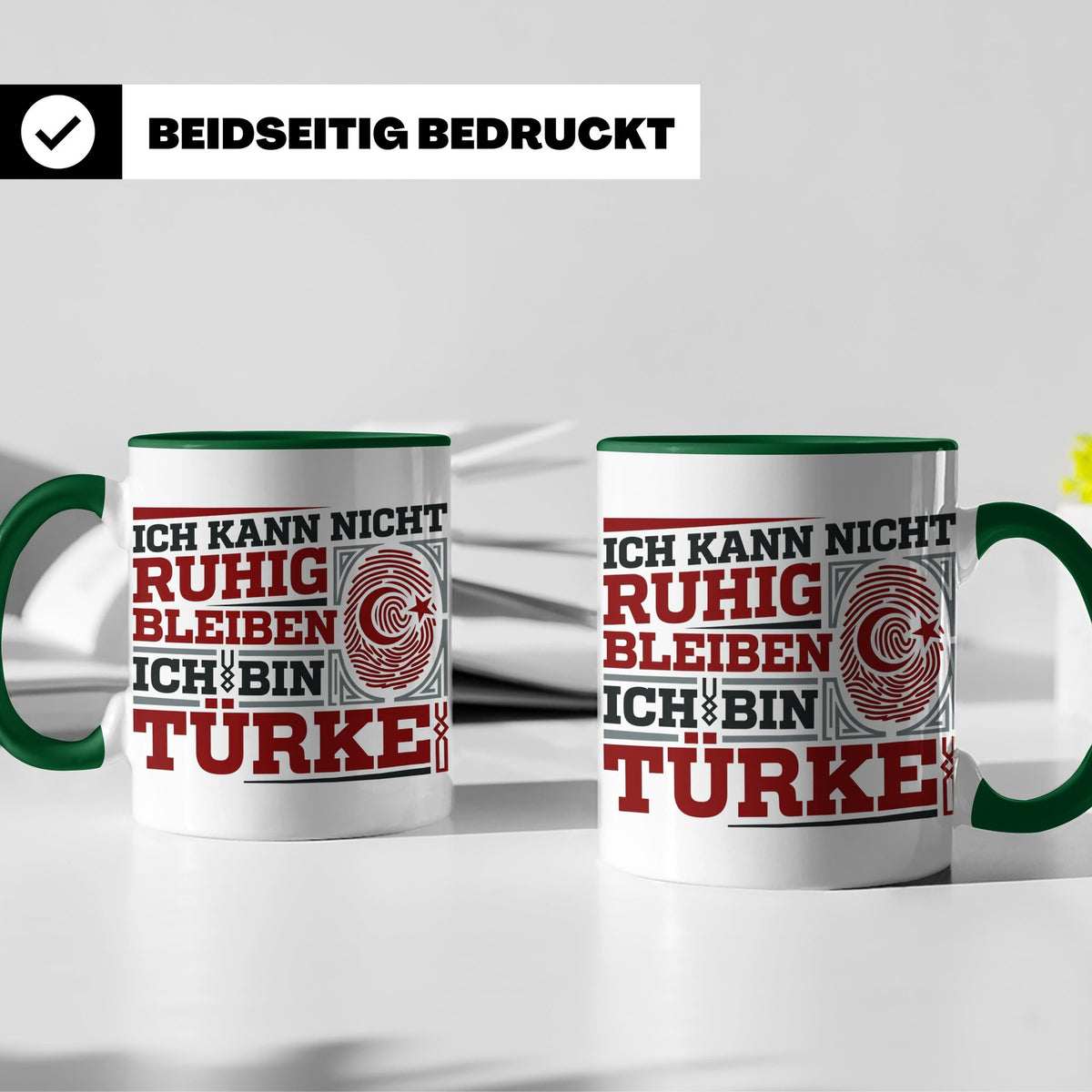 Türke Tasse mit Spruch Ich kann nicht ruhig bleiben, lustige – Grün [farbe:grün]