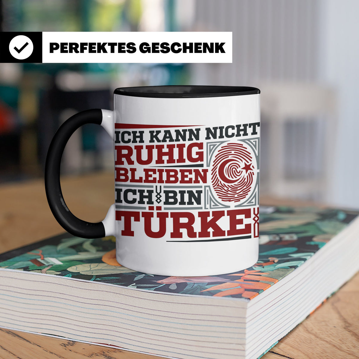 Türke Tasse mit Spruch Ich kann nicht ruhig bleiben, lustige – Schwarz [farbe:schwarz]
