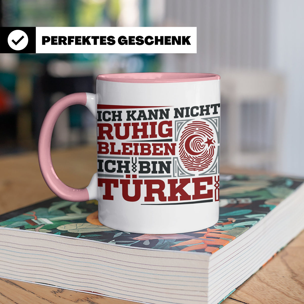 Türke Tasse mit Spruch Ich kann nicht ruhig bleiben, lustige – Rosa [farbe:rosa]