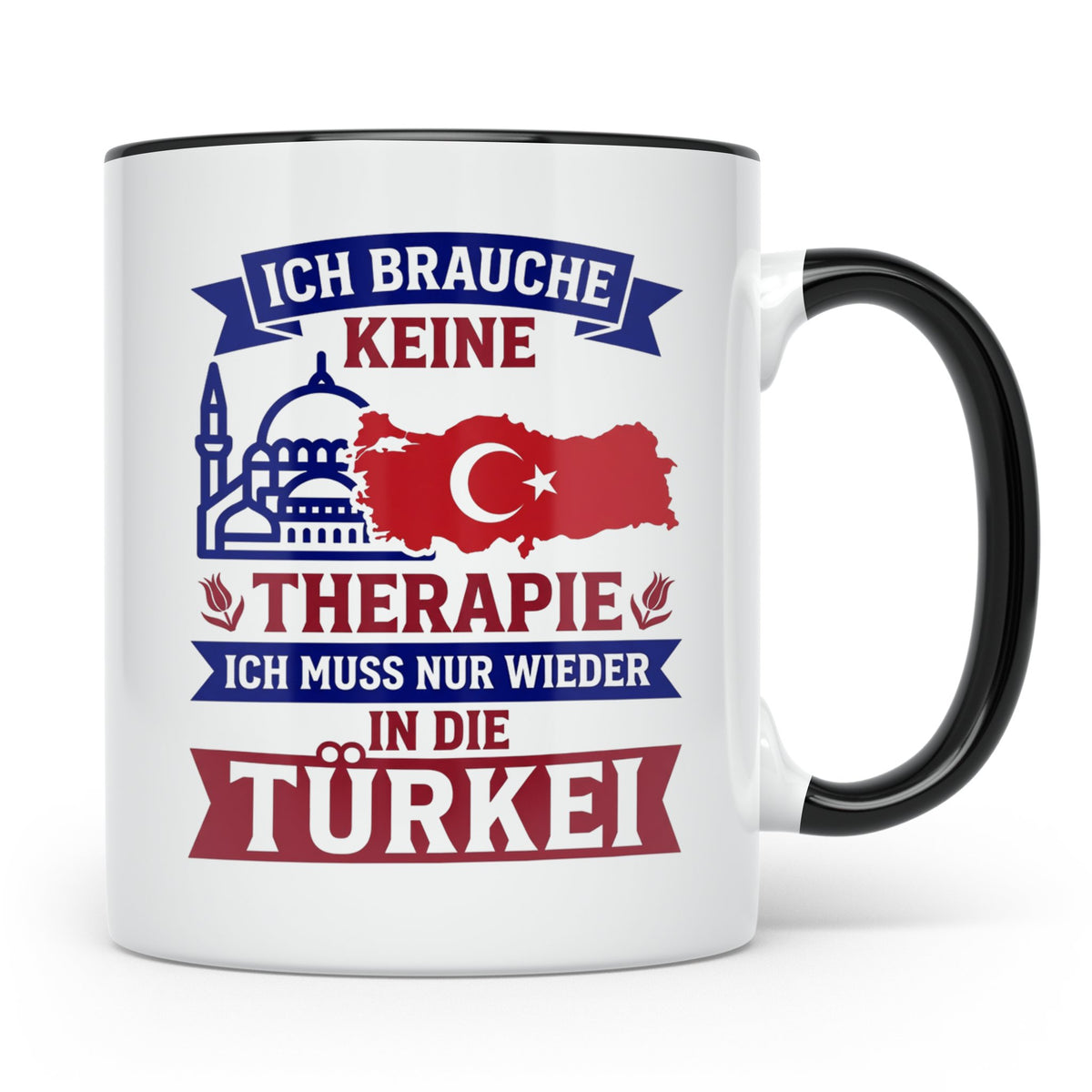Türkei Tasse mit Spruch Keine Therapie, Geschenk für Türken, – Schwarz [farbe:schwarz]