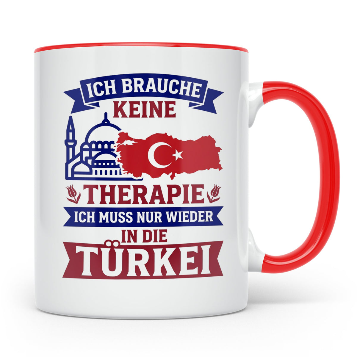 Türkei Tasse mit Spruch Keine Therapie, Geschenk für Türken, – Rot [farbe:rot]