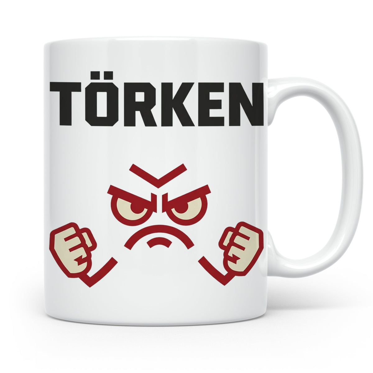 Törken Tasse mit wütendem Gesicht, lustiger Spruch für Morge – Weiß [farbe:weiß]