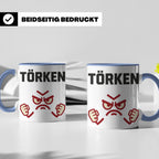 Törken Tasse mit wütendem Gesicht, lustiger Spruch für Morge – Blau [farbe:blau]