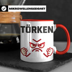 Törken Tasse mit wütendem Gesicht, lustiger Spruch für Morge – Rot [farbe:rot]