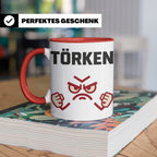 Törken Tasse mit wütendem Gesicht, lustiger Spruch für Morge – Rot [farbe:rot]