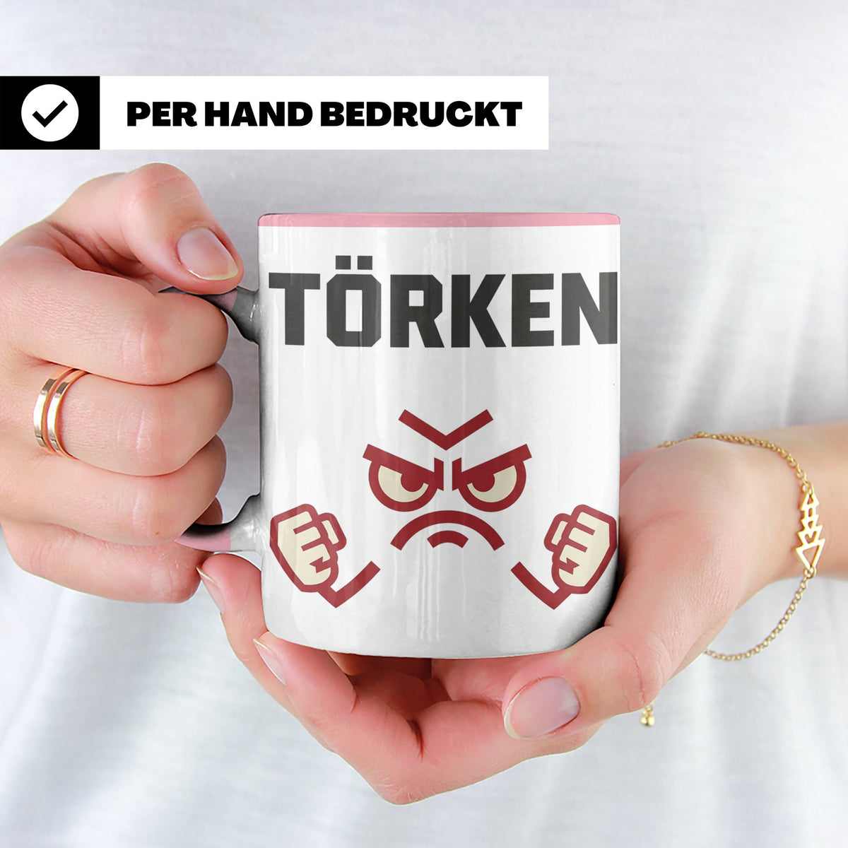 Törken Tasse mit wütendem Gesicht, lustiger Spruch für Morge – Rosa [farbe:rosa]