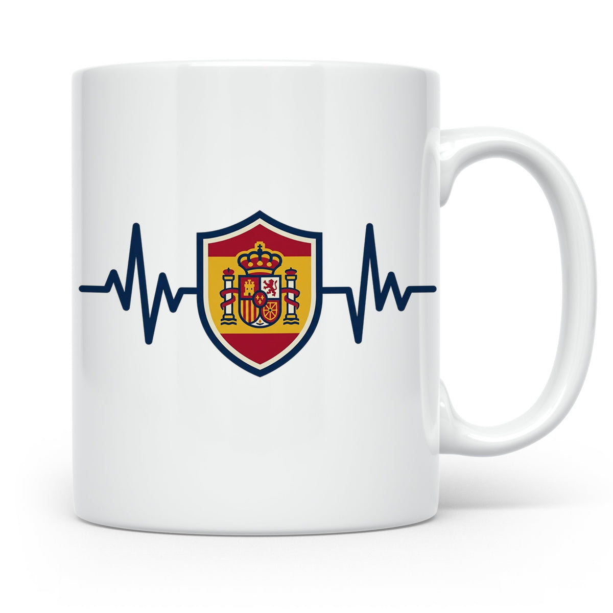Spanien Herzschlag Tasse mit Wappen, EKG Fanartikel für Span – Weiß [farbe:weiß]