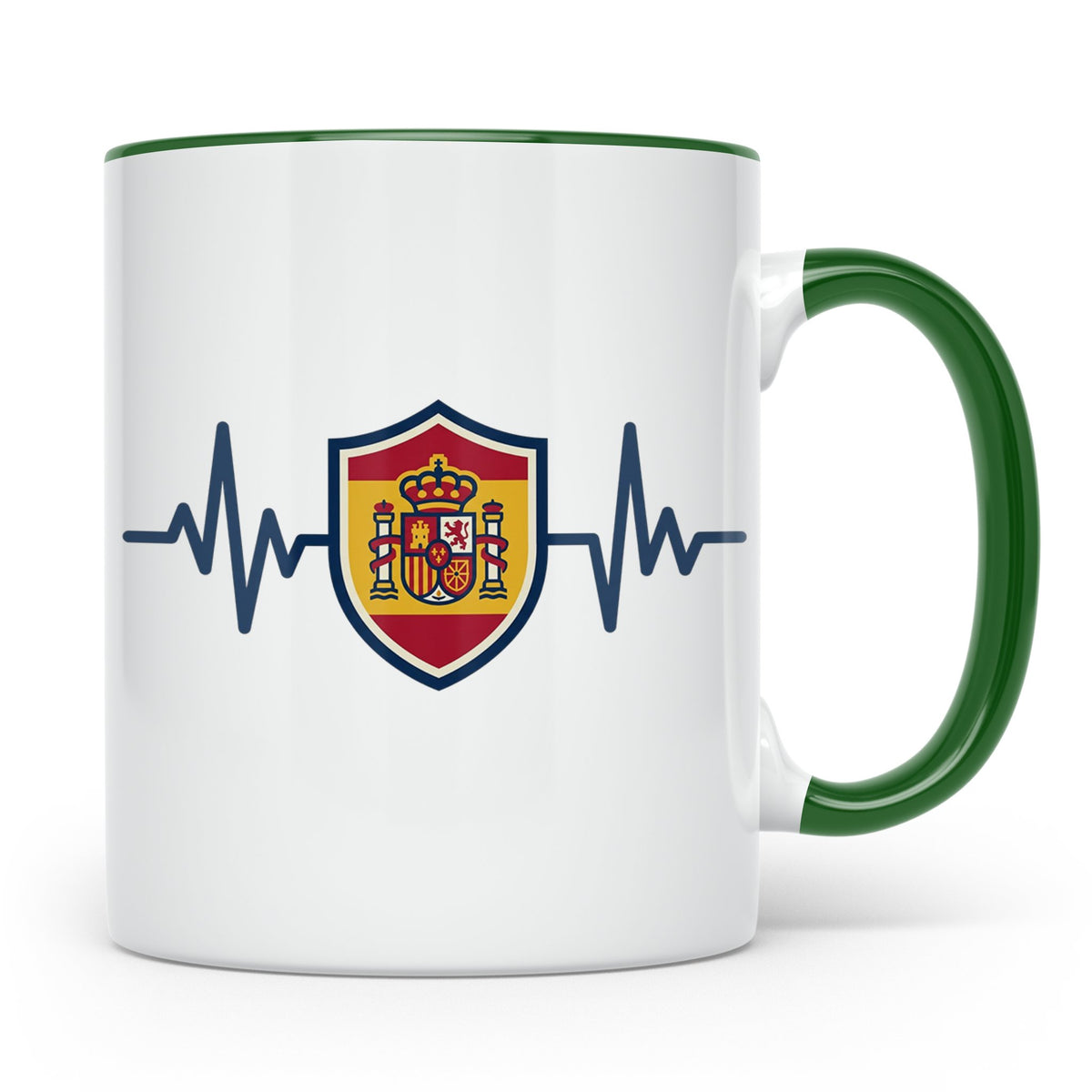 Spanien Herzschlag Tasse mit Wappen, EKG Fanartikel für Span – Grün [farbe:grün]