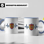 Spanien Herzschlag Tasse mit Wappen, EKG Fanartikel für Span – Blau [farbe:blau]