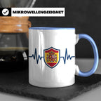 Spanien Herzschlag Tasse mit Wappen, EKG Fanartikel für Span – Blau [farbe:blau]