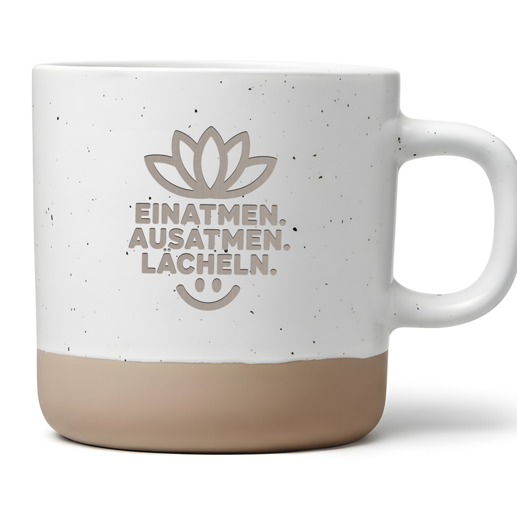 Yoga Tasse Einatmen Ausatmen Lächeln, Achtsamkeit Geschenk, Meditation Kaffeetasse, Namaste Becher Lotusblüte, Motivationsgeschenk Frau