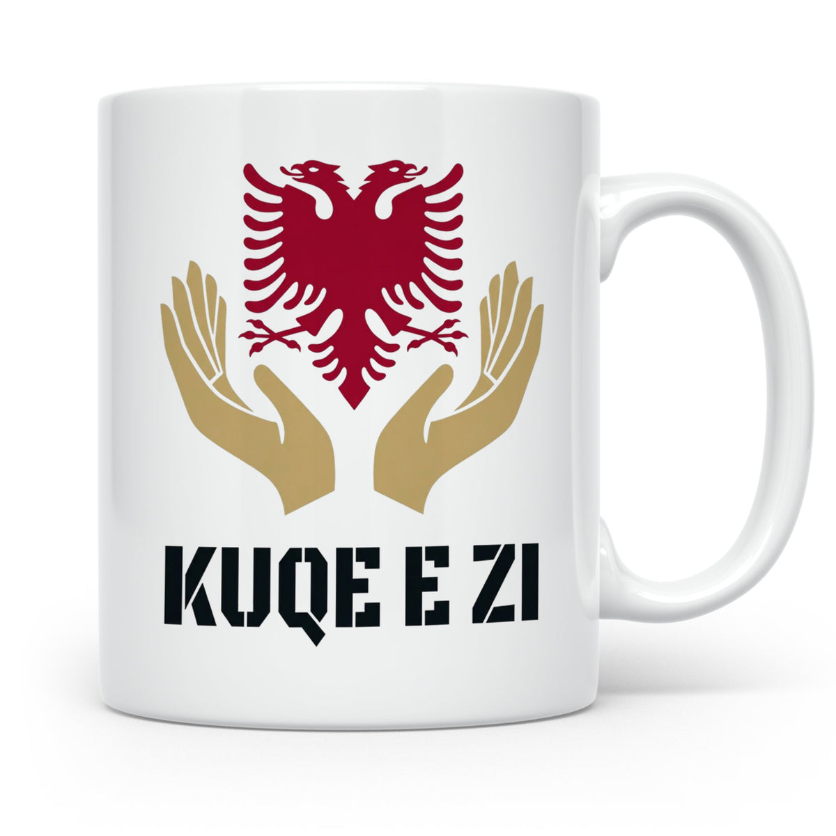 Kuq e Zi Tasse mit albanischem Doppeladler Shqipëria Motiv.  – Weiß [farbe:weiß]