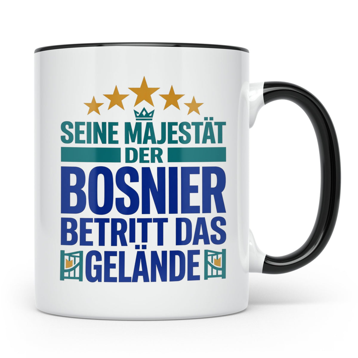 Bosnier Tasse Seine Majestät, lustiger Spruch Geschenk für M – Schwarz [farbe:schwarz]