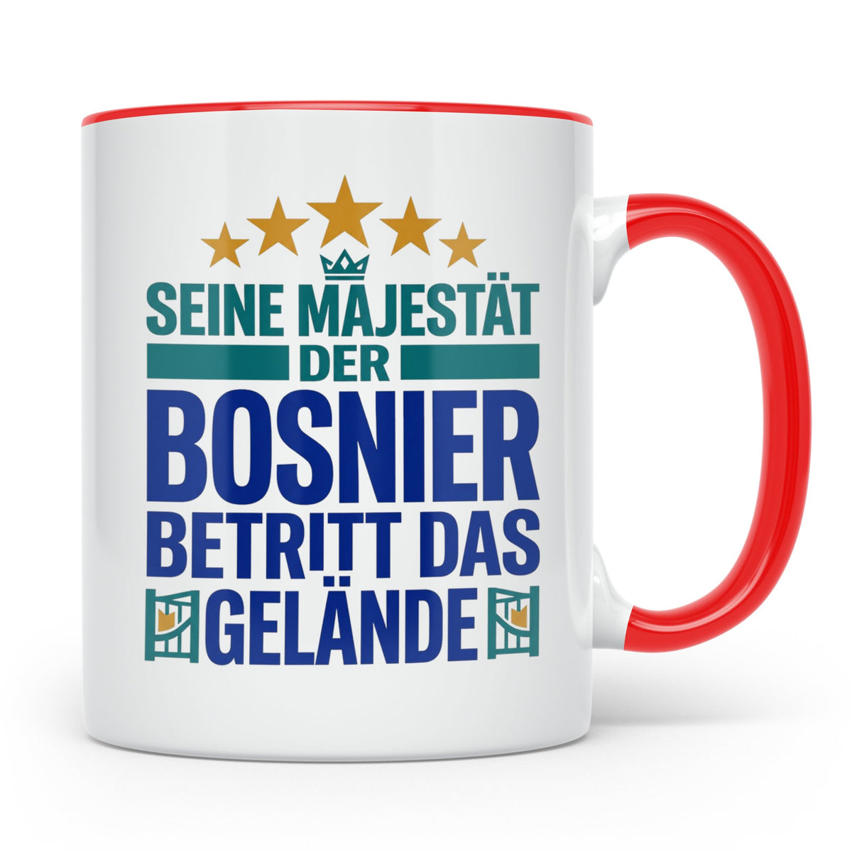 Bosnier Tasse Seine Majestät, lustiger Spruch Geschenk für M – Rot [farbe:rot]
