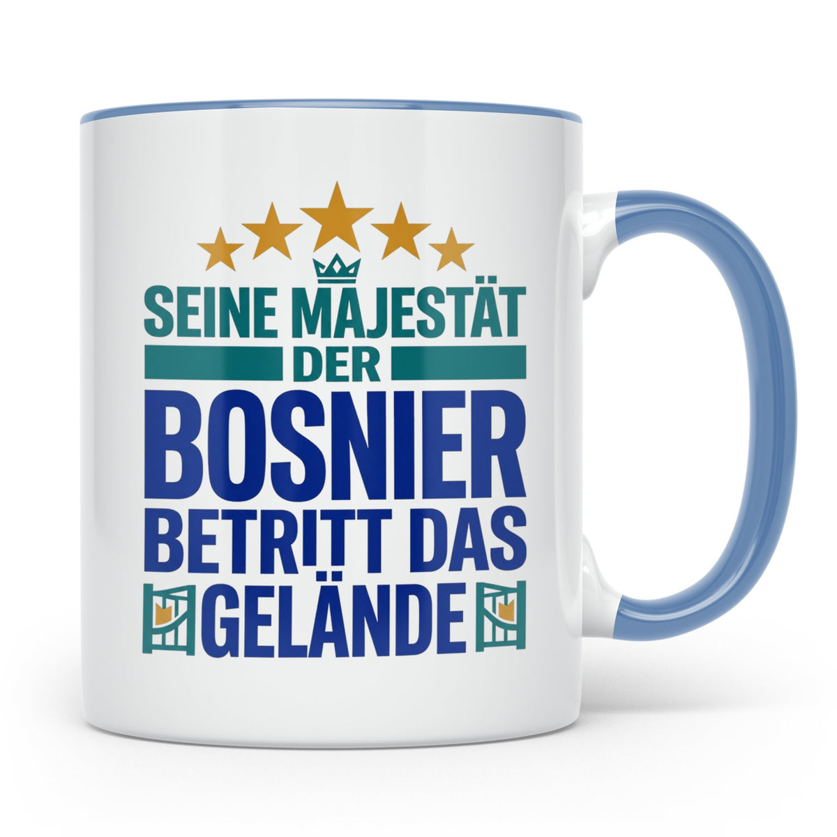 Bosnier Tasse Seine Majestät, lustiger Spruch Geschenk für M – Blau [farbe:blau]