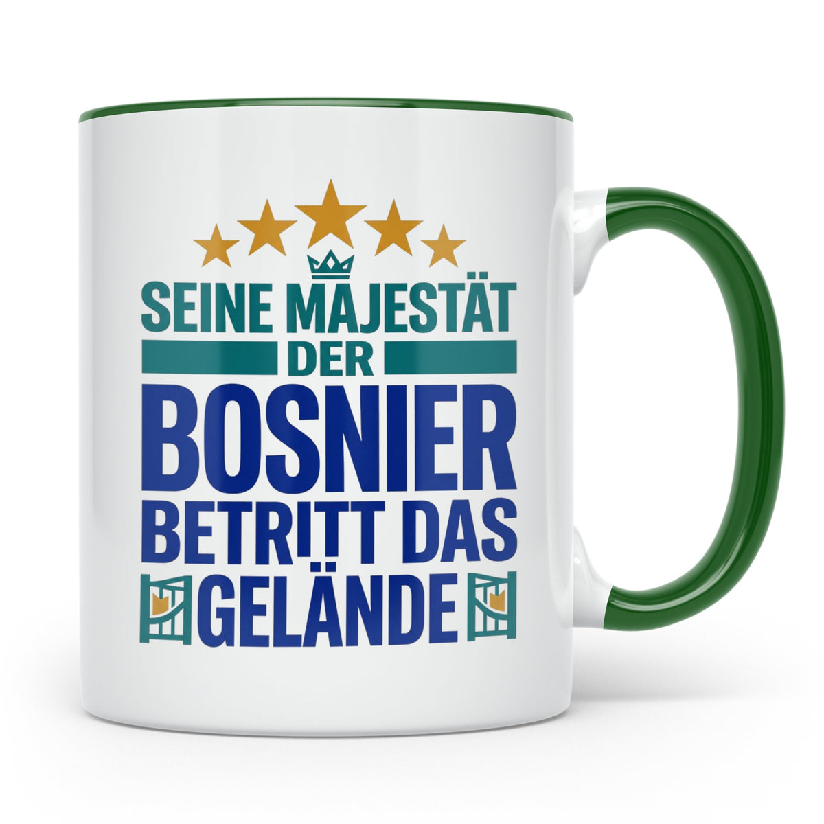 Bosnier Tasse Seine Majestät, lustiger Spruch Geschenk für M – Grün [farbe:grün]