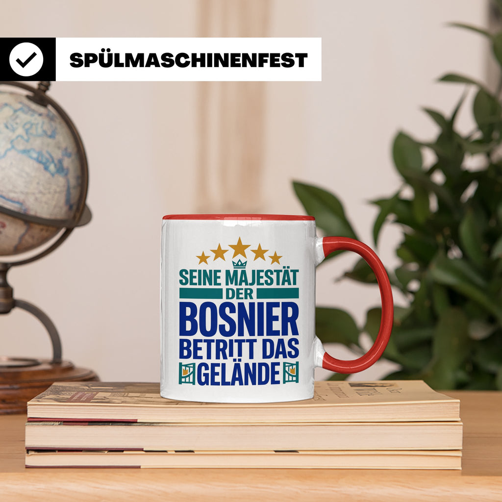 Bosnier Tasse Seine Majestät, lustiger Spruch Geschenk für M – Rot [farbe:rot]