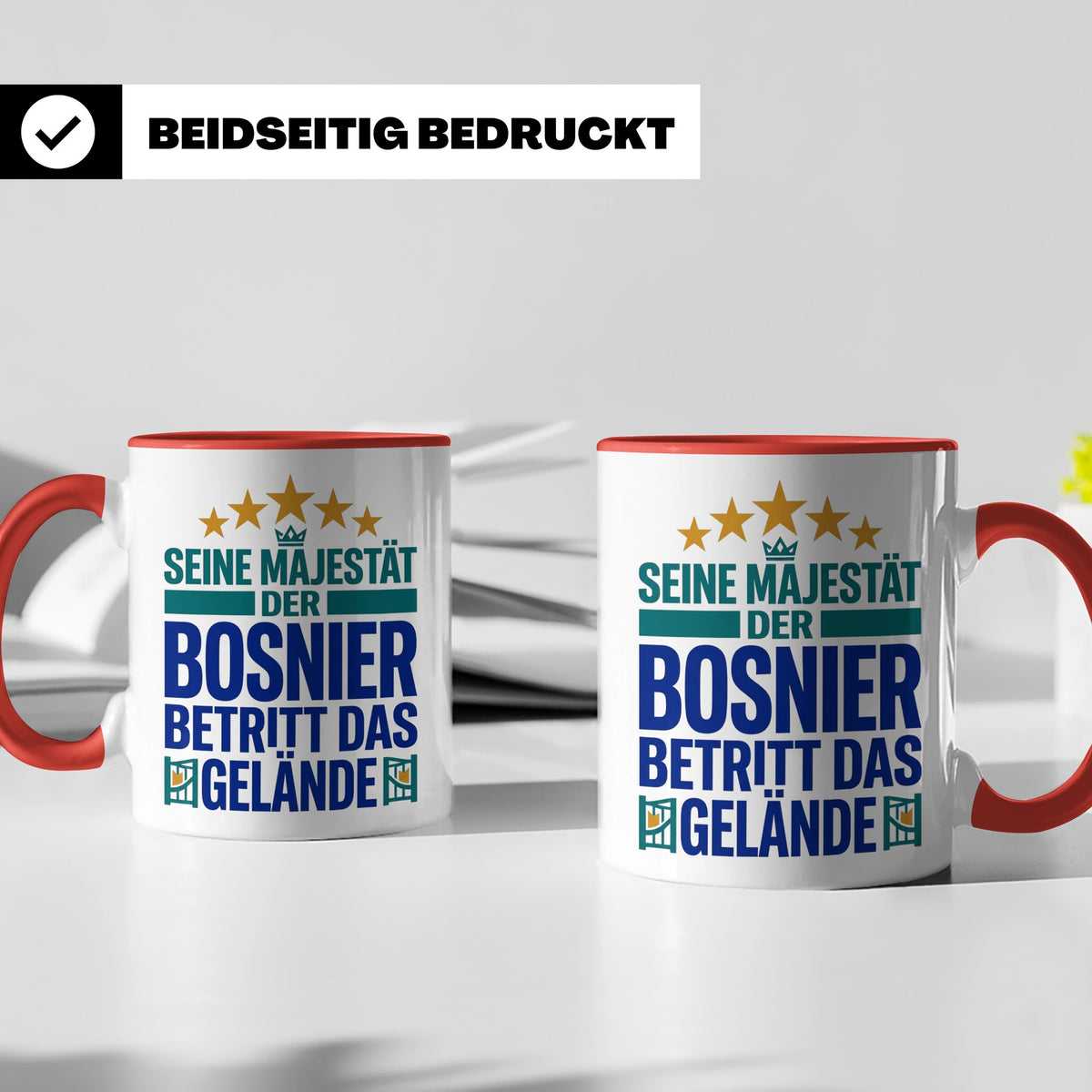 Bosnier Tasse Seine Majestät, lustiger Spruch Geschenk für M – Rot [farbe:rot]