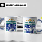 Bosnier Tasse Seine Majestät, lustiger Spruch Geschenk für M – Blau [farbe:blau]