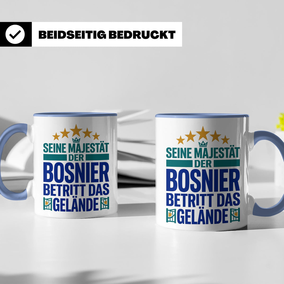 Bosnier Tasse Seine Majestät, lustiger Spruch Geschenk für M – Blau [farbe:blau]