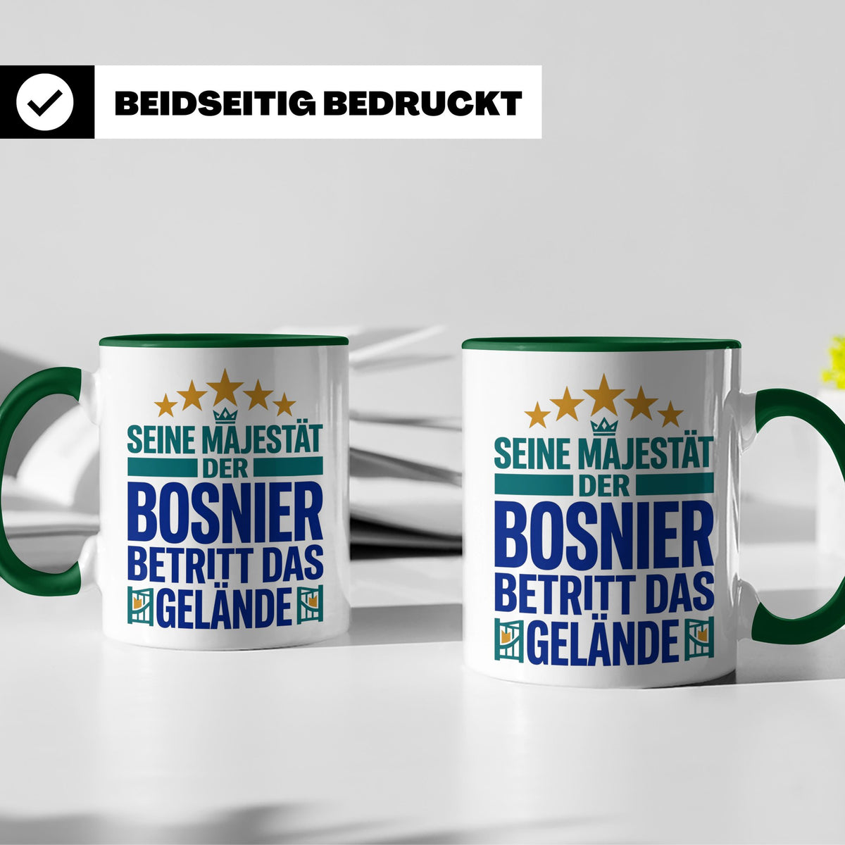 Bosnier Tasse Seine Majestät, lustiger Spruch Geschenk für M – Grün [farbe:grün]