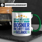 Bosnier Tasse Seine Majestät, lustiger Spruch Geschenk für M – Grün [farbe:grün]