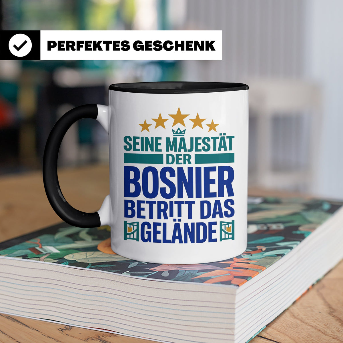 Bosnier Tasse Seine Majestät, lustiger Spruch Geschenk für M – Schwarz [farbe:schwarz]