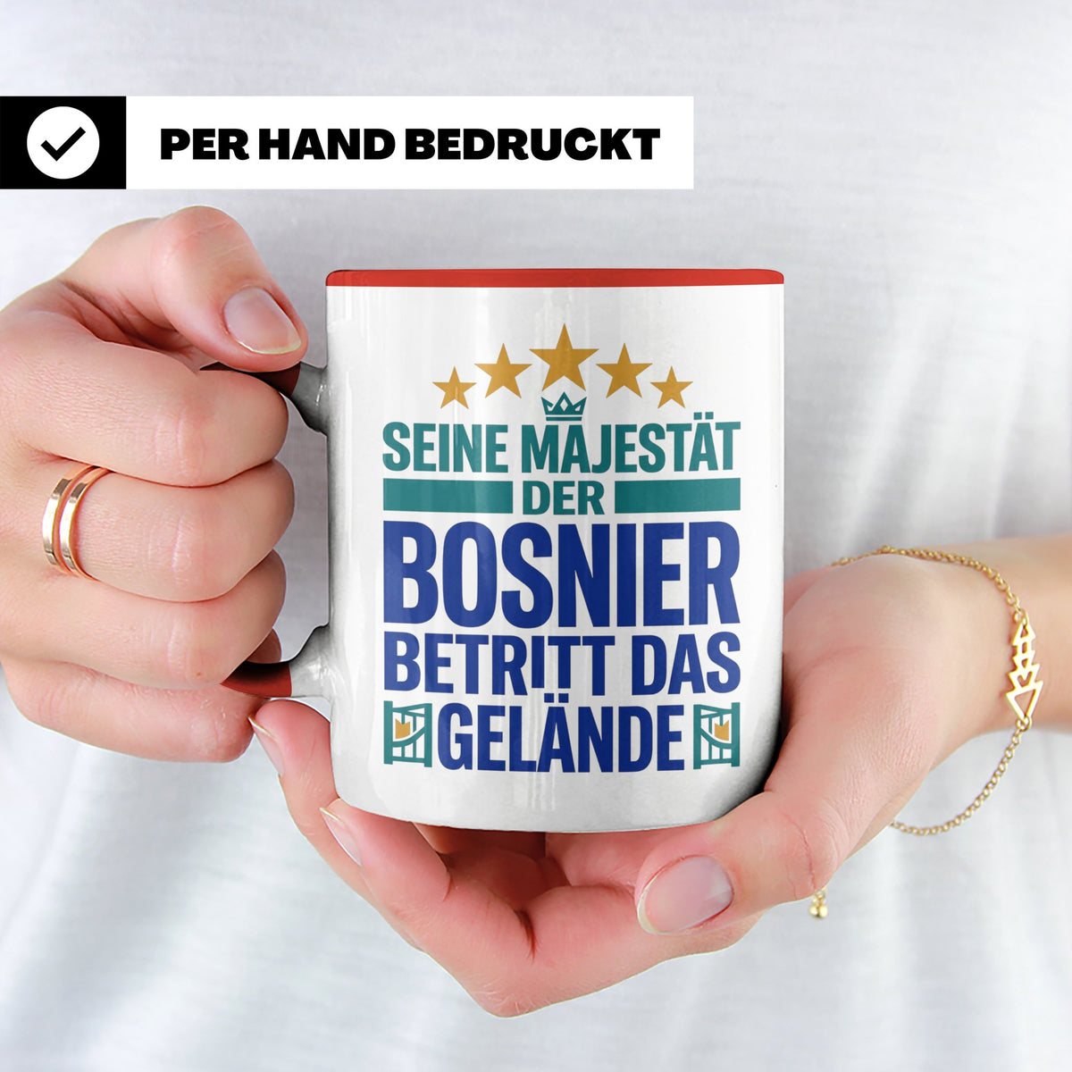 Bosnier Tasse Seine Majestät, lustiger Spruch Geschenk für M – Rot [farbe:rot]