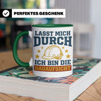 Bauaufsicht Tasse mit Spruch Lasst mich durch für Bauleiter, – Grün [farbe:grün]