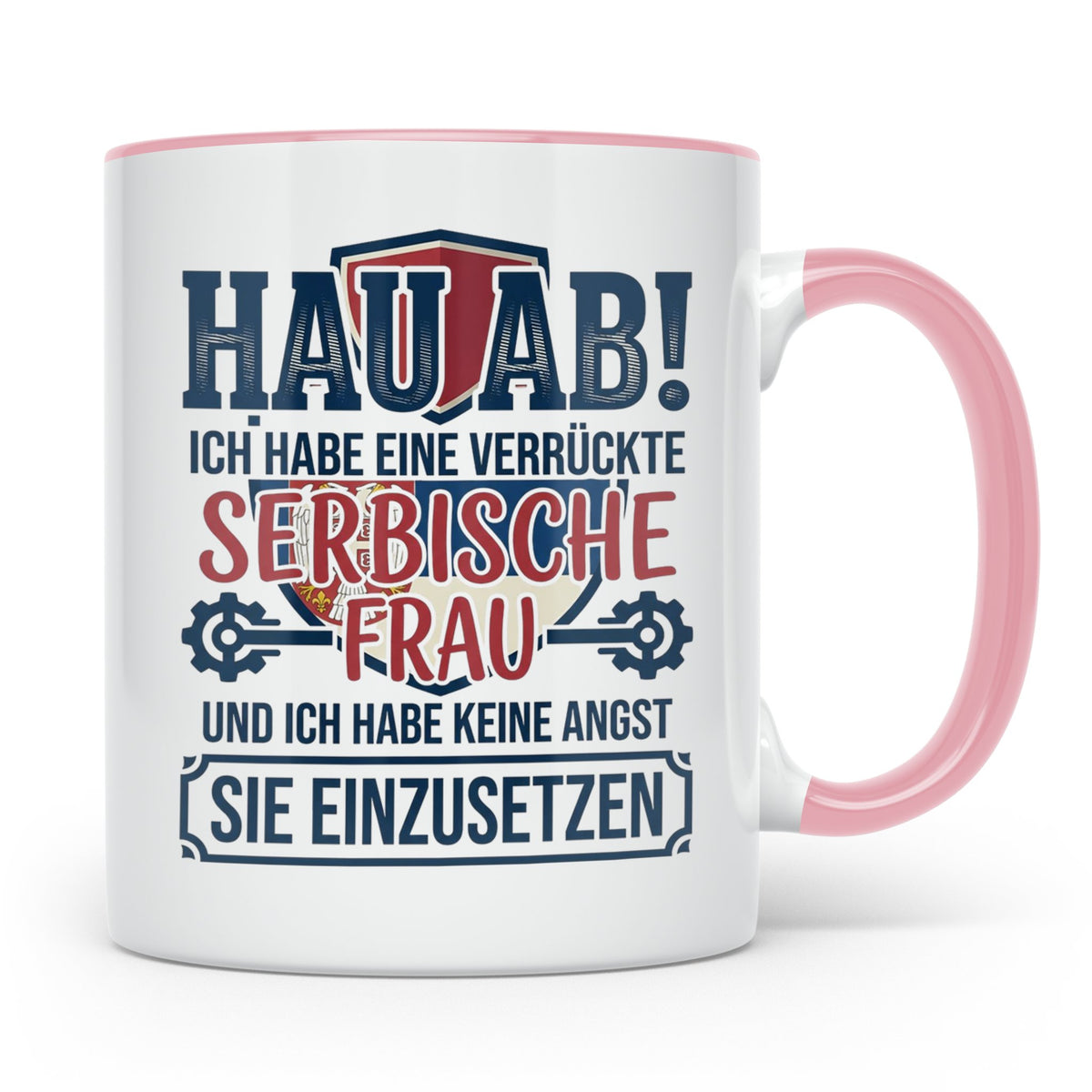 Verrückte Serbische Frau Tasse für Ehemann Lustiger Spruch S – Rosa [farbe:rosa]