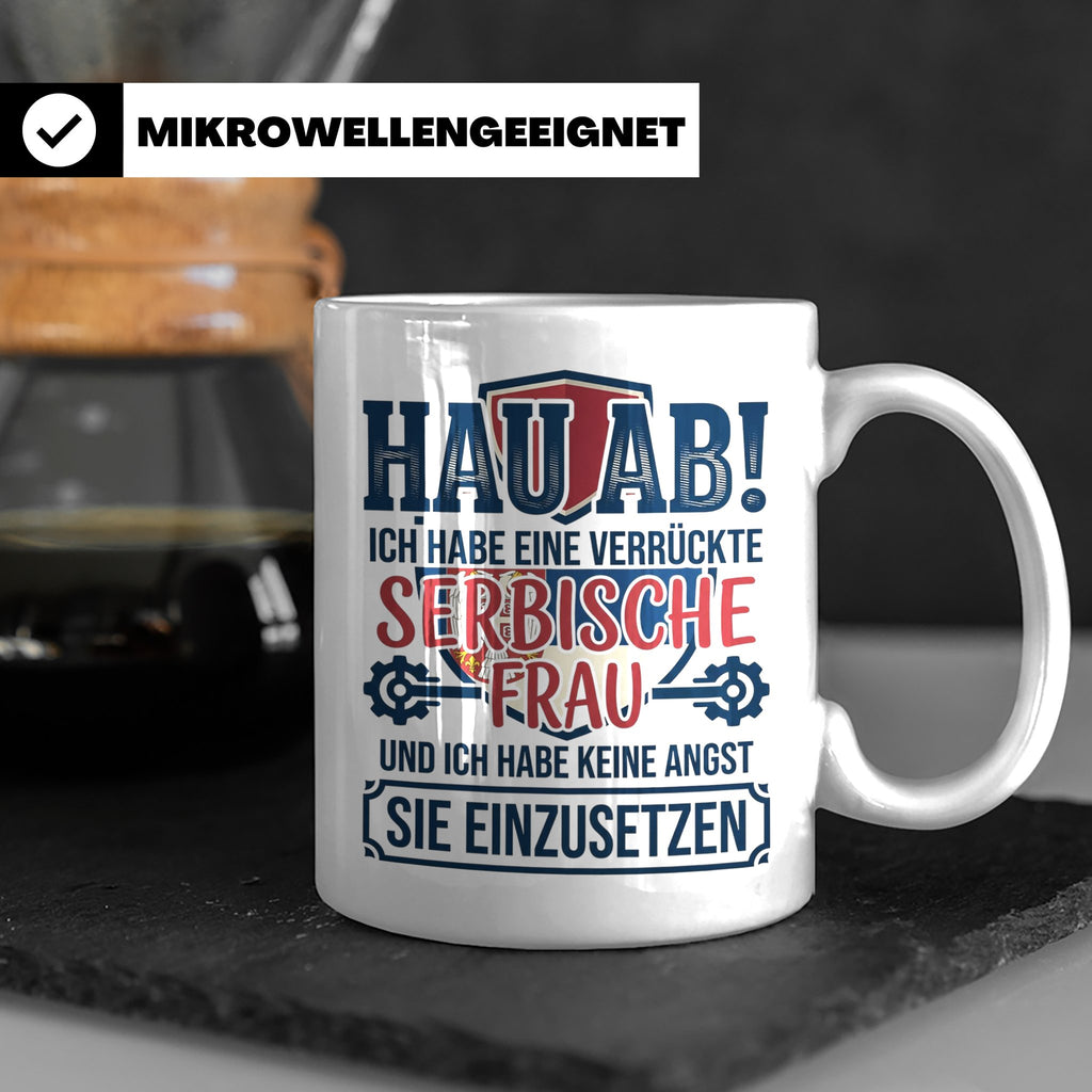 Verrückte Serbische Frau Tasse für Ehemann Lustiger Spruch S – Weiß [farbe:weiß]
