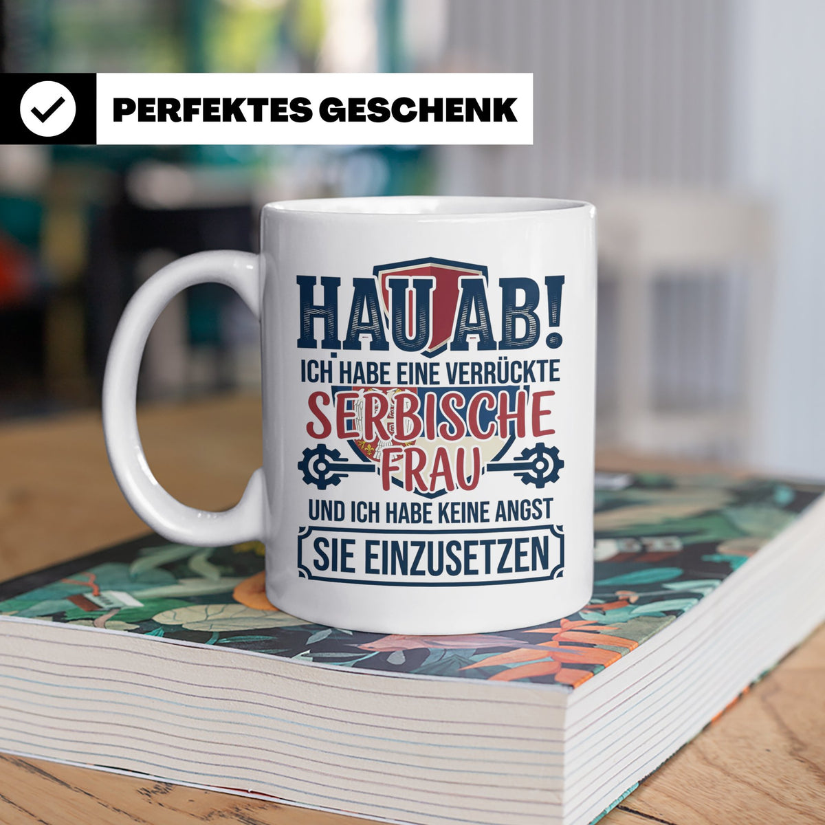Verrückte Serbische Frau Tasse für Ehemann Lustiger Spruch S – Weiß [farbe:weiß]