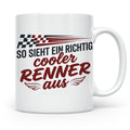Rennfahrer Tasse So sieht ein cooler Renner aus Motorsport G – Weiß [farbe:weiß]