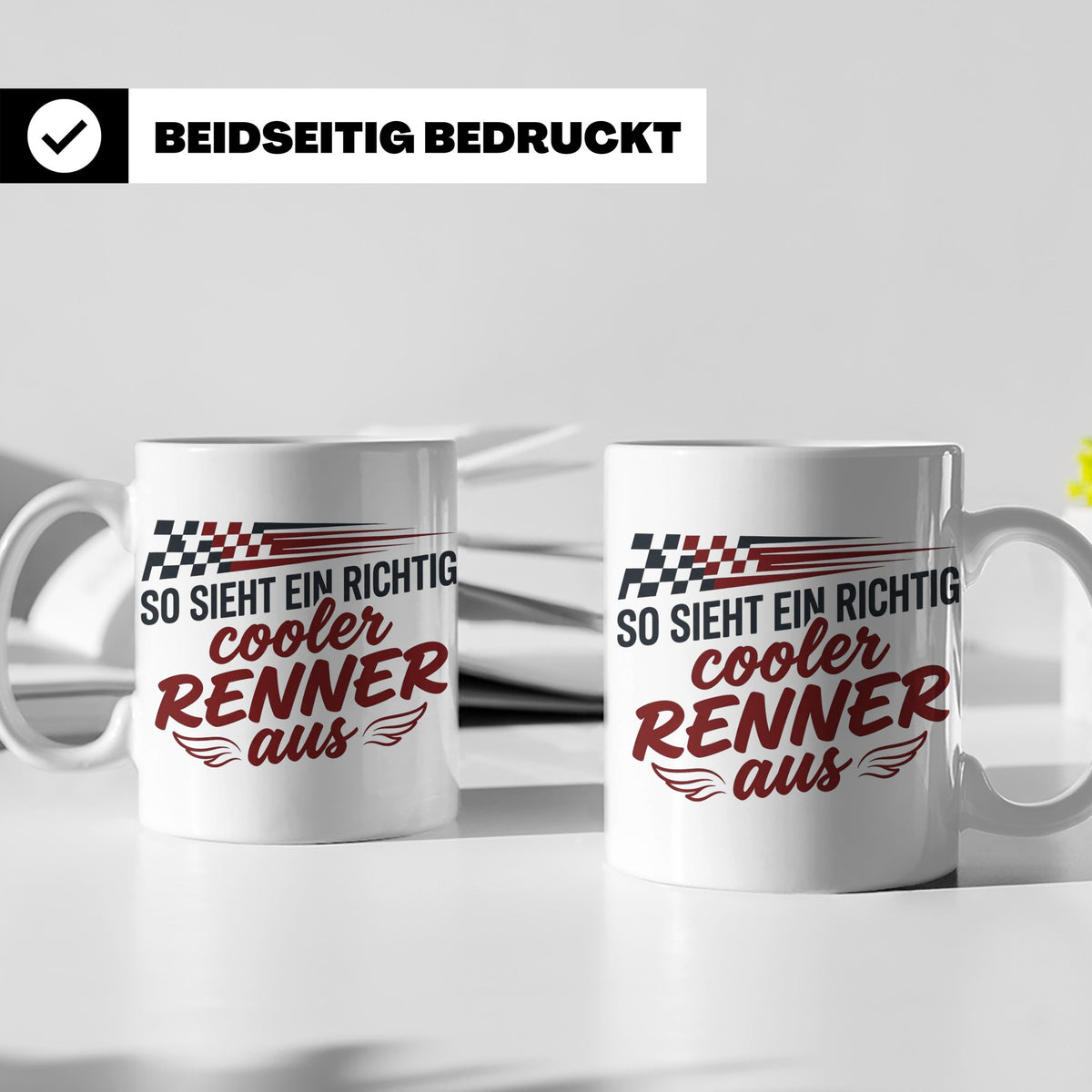 Rennfahrer Tasse So sieht ein cooler Renner aus Motorsport G – Weiß [farbe:weiß]